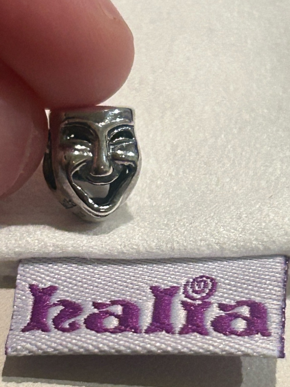 Pandora-style Comedy Theater Mask Charm - Sterling Siver